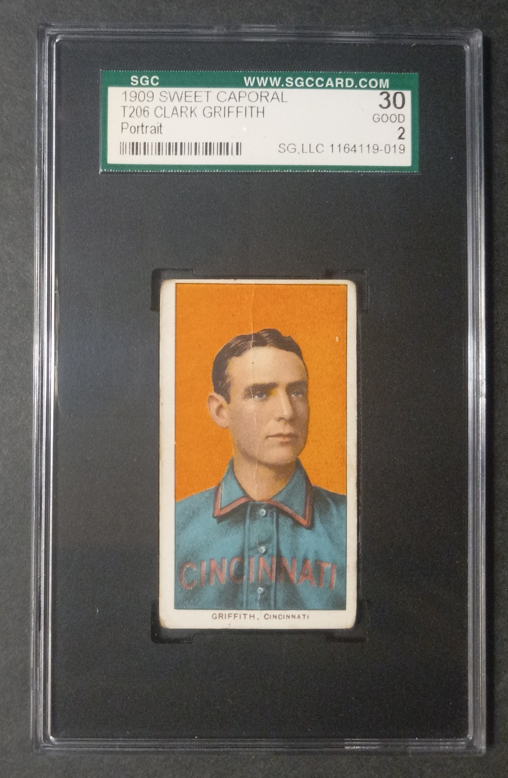 1909-11 T206 - Clark Griffith - HOF - Sweet Caporal 150/30 - SGC 2 GOOD