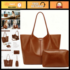 Large Capacity Soft Leather Tote Bag for Women - Multi-Use Purse with Interior P