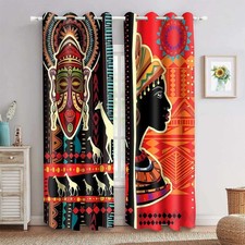 African Curtains Black African Women Blackout Curtains Bohemian African Ethni...
