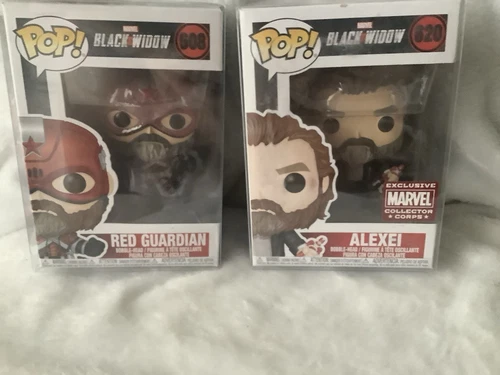 Lot of 2 Funko Pop Marvel Black Widow Alexei 620 & Red Guardian 608 W/Protectors