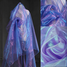 11 Yards Purple Iridescent Organza Fabric - 59" Wide Sheer Shiny Organza for W