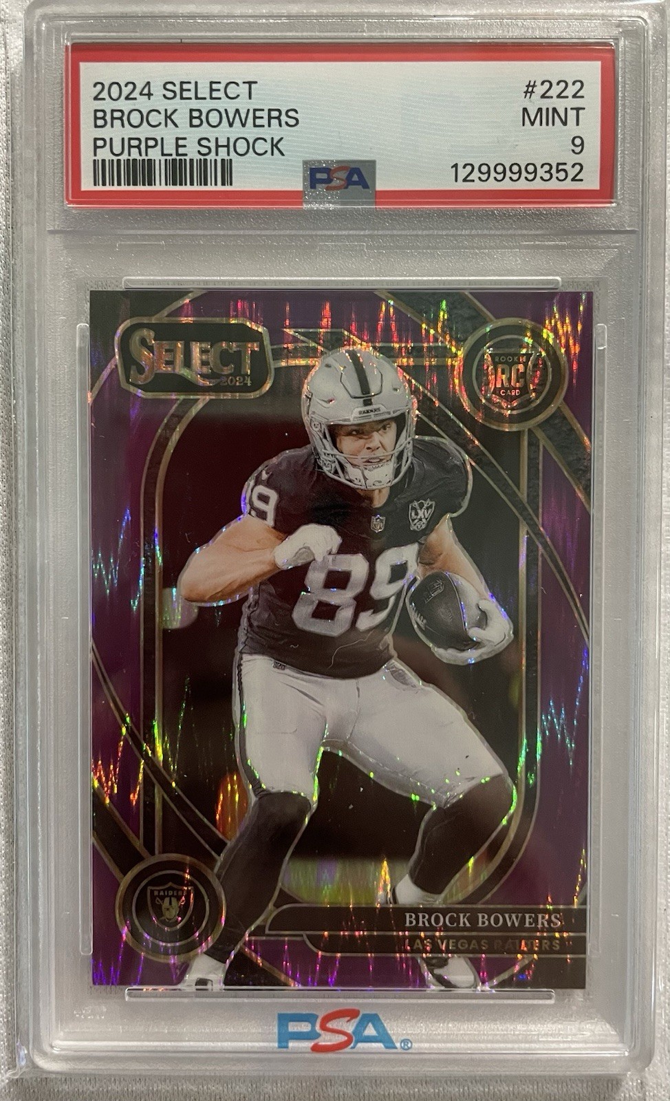 🔥2024 Select Brock Bowers Club Level Purple Shock 24/360 RC #222 PSA 9🔥