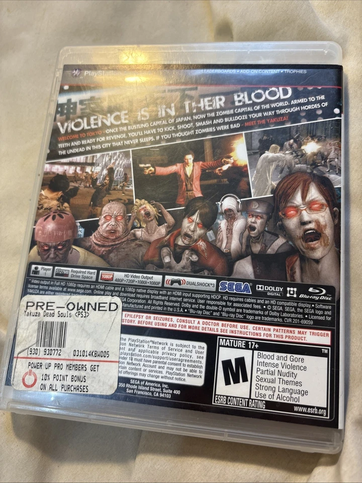 (PRE OWNED) PS3 Yakuza: Dead Souls - Sony PlayStation 3 PS3 With Manual Untested - Image 4 of 4