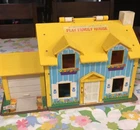 Vintage 1969 Fisher Price Blue & Yellow Little People Play Family House ONLY