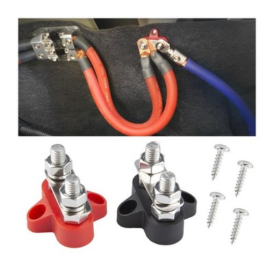 2PCS Battery Junction Block 5/16'' Insulated Power & Ground Battery Terminal Post