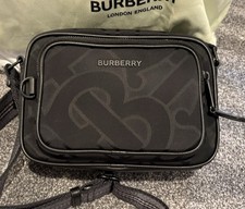 Burberry Paddy Monogram Shoulder Bag Zip Closure Black