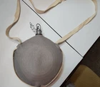 Civil War Reenactment Bulls Eye Plastic Canteen - Grey Wool Cover + Cork Stopper