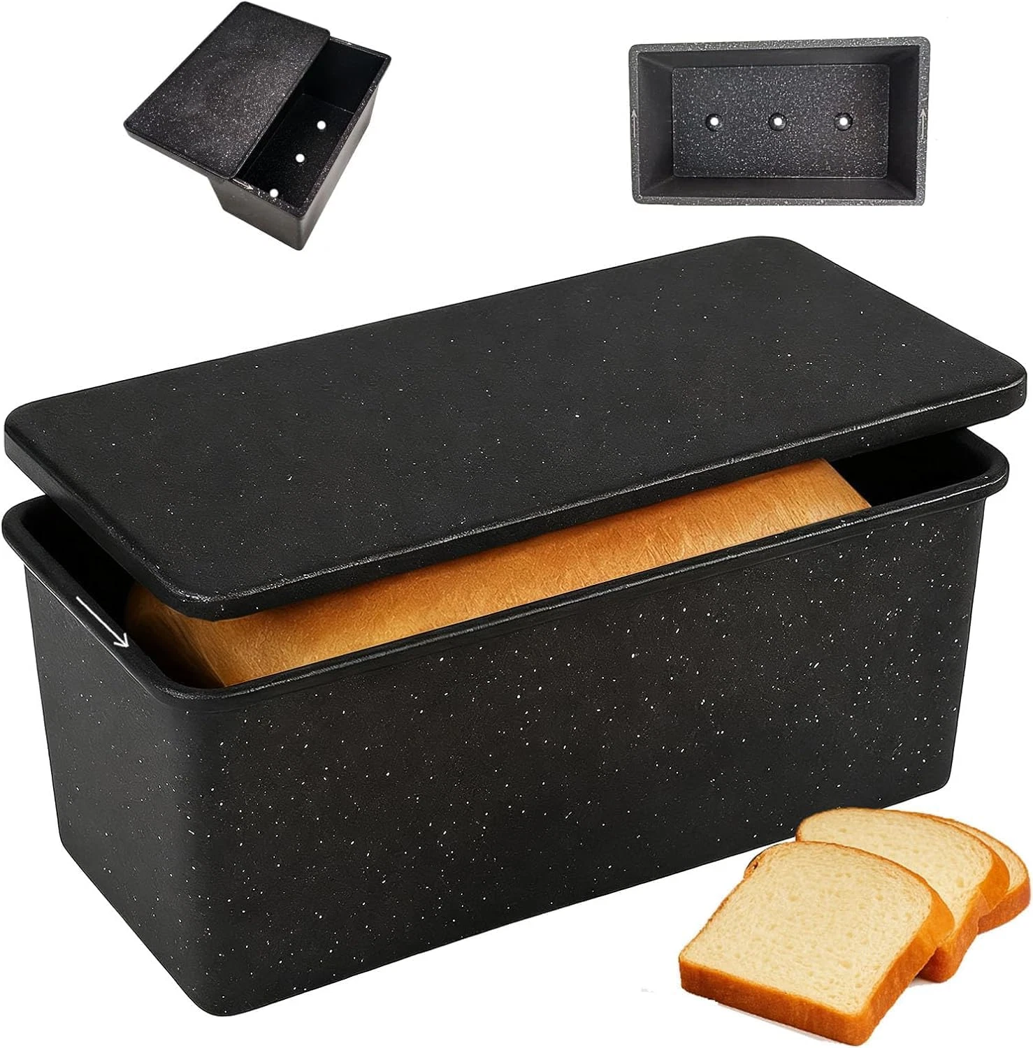 Cast Aluminum Pullman Loaf Pan with Lid, 8X4 Inch Nonstick Professional Bread Pa