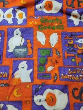Fabric Halloween Ghost pumpkin Fleece Orange Purple Jack O Lantern 56x37