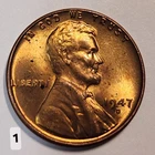 1947-D Lincoln Cent BU  Nice Red Color  #1