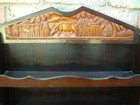 Wall Shelf w Carved Water Buffalo Huts Tropical Trees 3 Shelf 2 Drawer 18" x 24" — photo 2