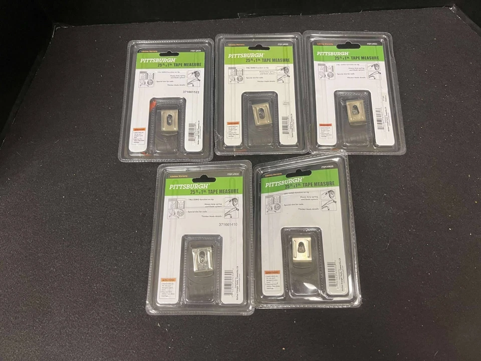 (5) PITTSBURGH QUICK FIND TAPE MEASURE LOT 25' x 1" RUBBER GRIP - Image 2 of 2