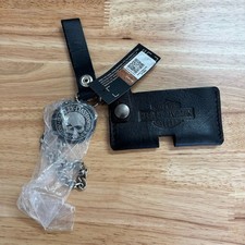Harley-Davidson Men's Black Leather Wallet  Key Fob Set Skull Design