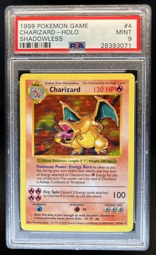 1999 Pokemon Shadowless Charizard Holo #4/102 PSA 9