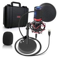 USB Microphone Podcast Recording Kit - Audio Cardioid Condenser Mic Red