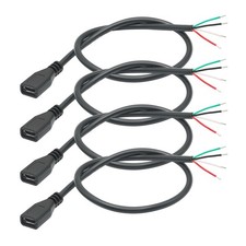 4Pcs Short Micro USB Female 4 Pin Bare Wire 11inch24AWG USB 5V/2A 4 Pin Pigta