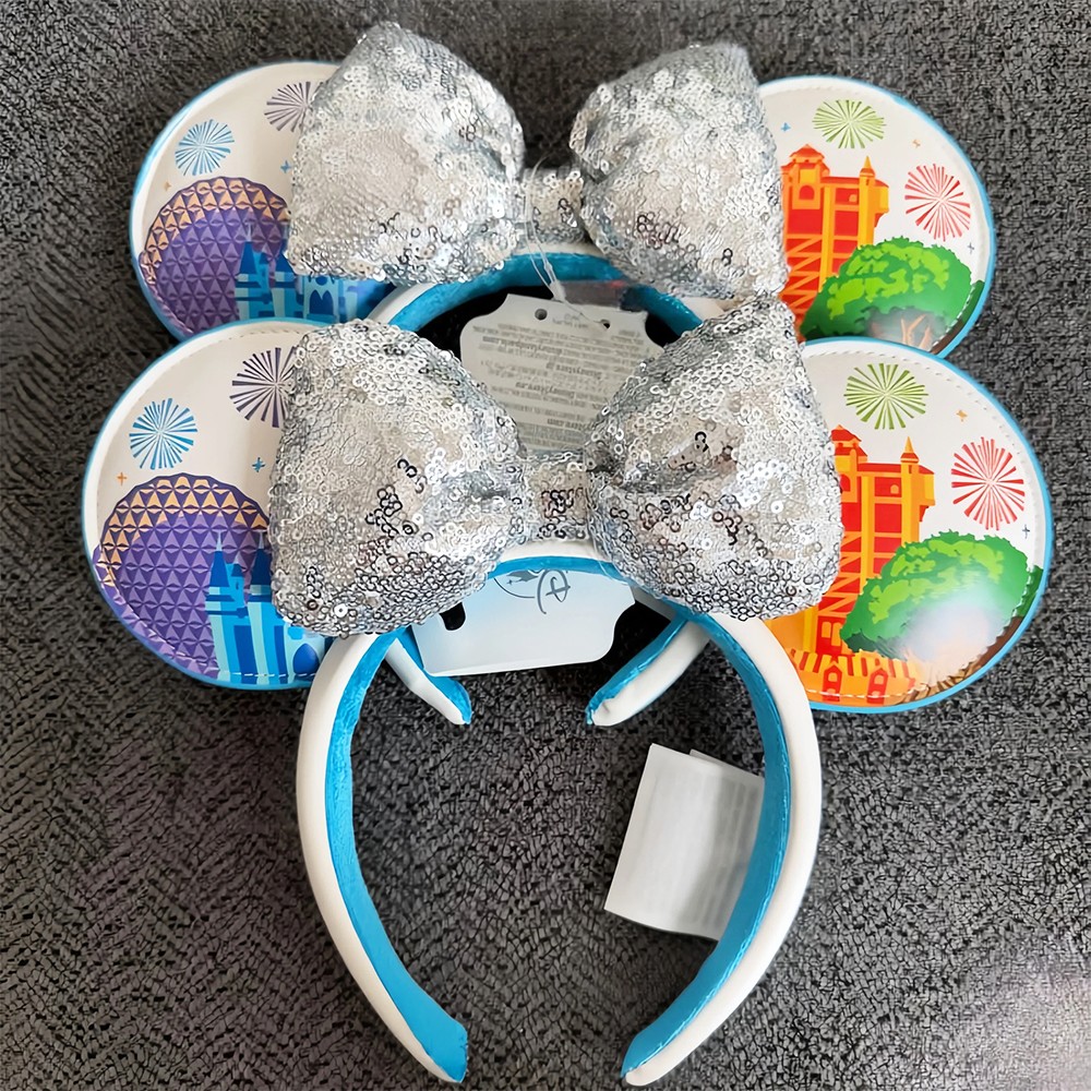 Disney Parks Four Parks Icons Silver Sequin Bow Minnie Mouse Ear Headband NWT Four Parks Icons Minnie Mouse Ear Disney Parks Silver Sequin  main image 3