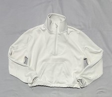 Lululemon Sweatshirt Womens 6 White Fleece High Neck 1/2 Zip Cropped Pullover