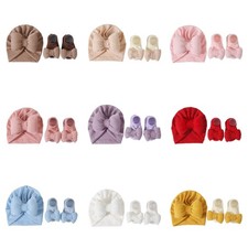 Baby Turban Hat with Socks Trendy Baby Girl Accessories Bowknot Cap Socks set