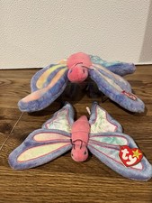 TY Beanie Babie & Ty Buddy Flitter the Butterfly Plush Toy Pink/Purple Set Of 2