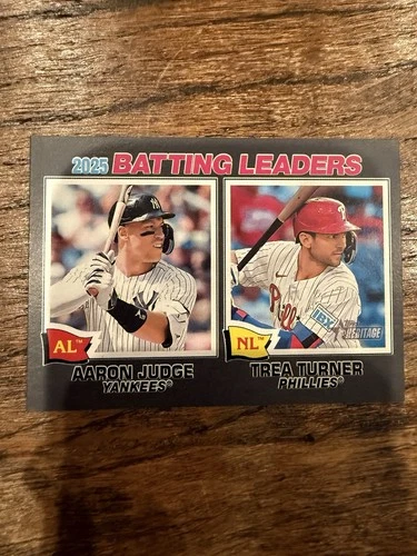 2026 Topps Heritage #1 Aaron Judge Trea Turner Batting Leaders Dark Gray Border