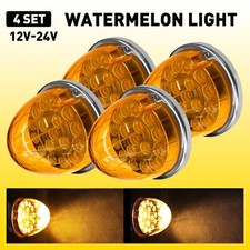 4PC Amber Lens LED Marker Watermelon Clear Universal Turn Signal Clearance Light