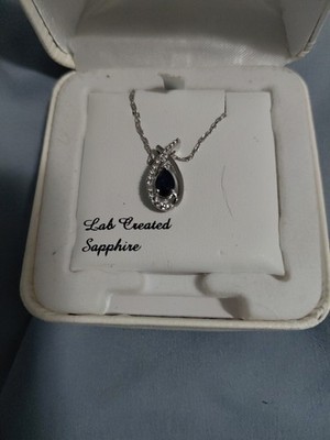 Sterling Silber mit Lab Created Saphir Neu Mit Etikett 