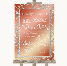 Coral Pink Wishing Well Message Personalised Wedding Sign