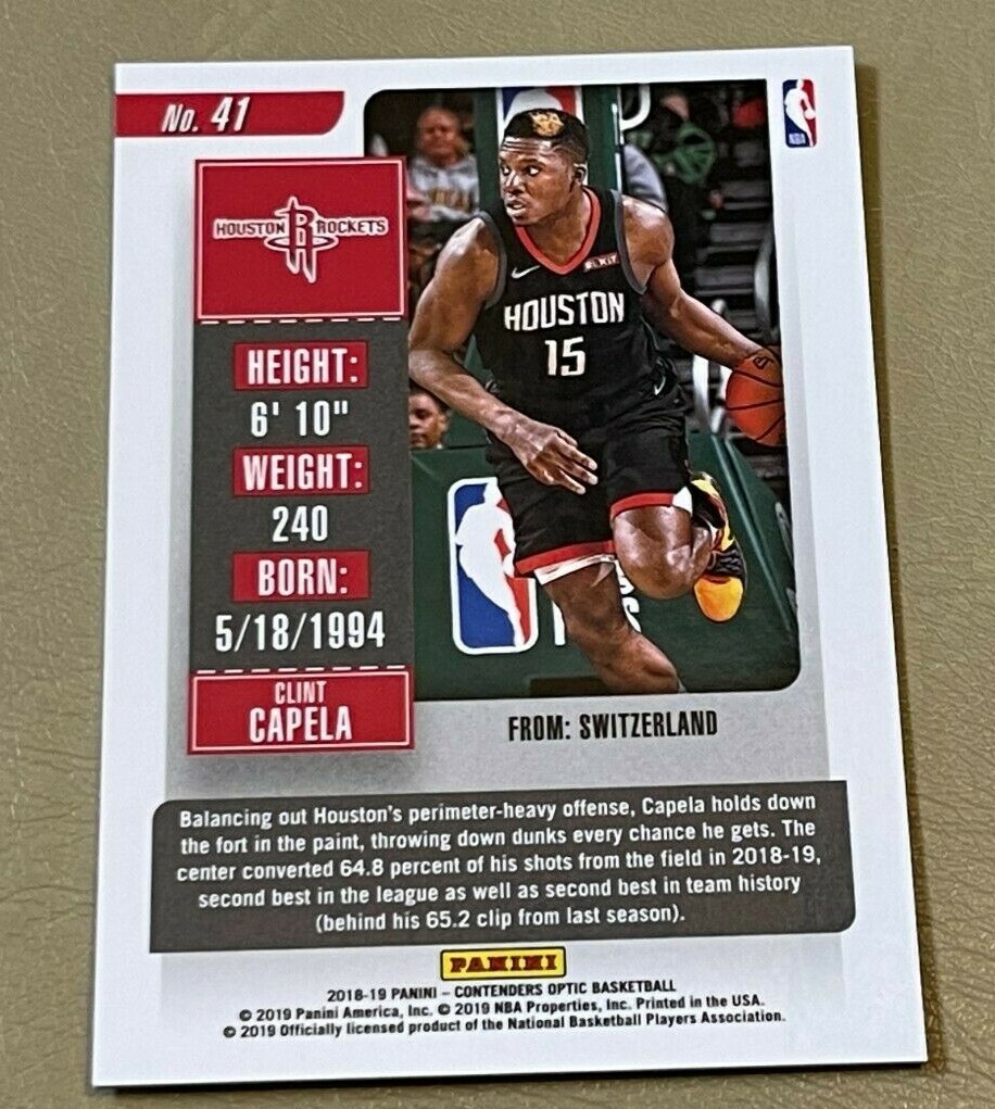 CLINT CAPELA 2018-19 Panini Contenders Optic #41 Season Ticket | eBay
