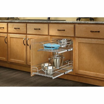 2 Tier Wire Pull Out Drawer Basket Kitchen Cabinet Under Sink