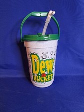 Mountain Dew “Dew A Bucket” Vintage 1990’s Large Drink Cup W/ Lid And Straw