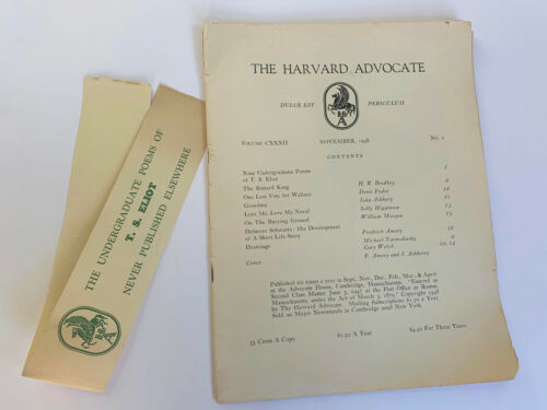 Undergraduate Poems Of T S Eliot in The Harvard Advocate Magazine November 1948 - Picture 2 of 7