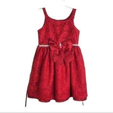 Sweet Heart Rose Red Crystal Lace Dress Toddler Girls Size 5
