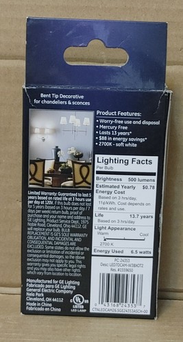 GE LED 60W LED Cam Soft White Dimmable 500 Lumens 2 Bulbs - Picture 2 of 2