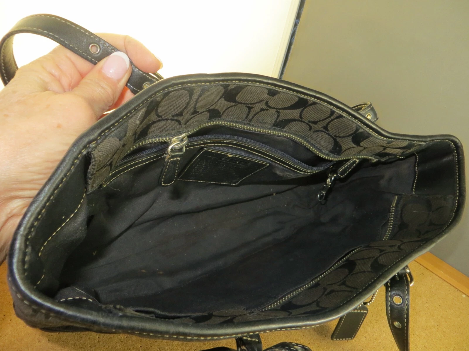 Borsa a mano vintage firmata Coach in pelle tela nera L2J 6335