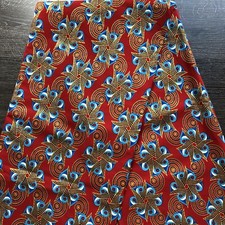 African fabric, Ankara fabric, Metallic gold glitter red blue print fabric