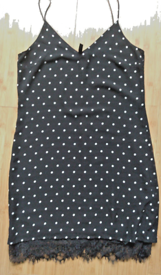 H&M Divided Womens POLKA DOT Slip Dress Lace Hem Size 8 | eBay