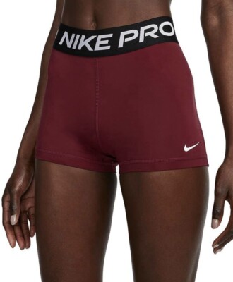 Size XL - Womens Nike Pro 3  Training Shorts, Black/Beetroot Compression Tight
