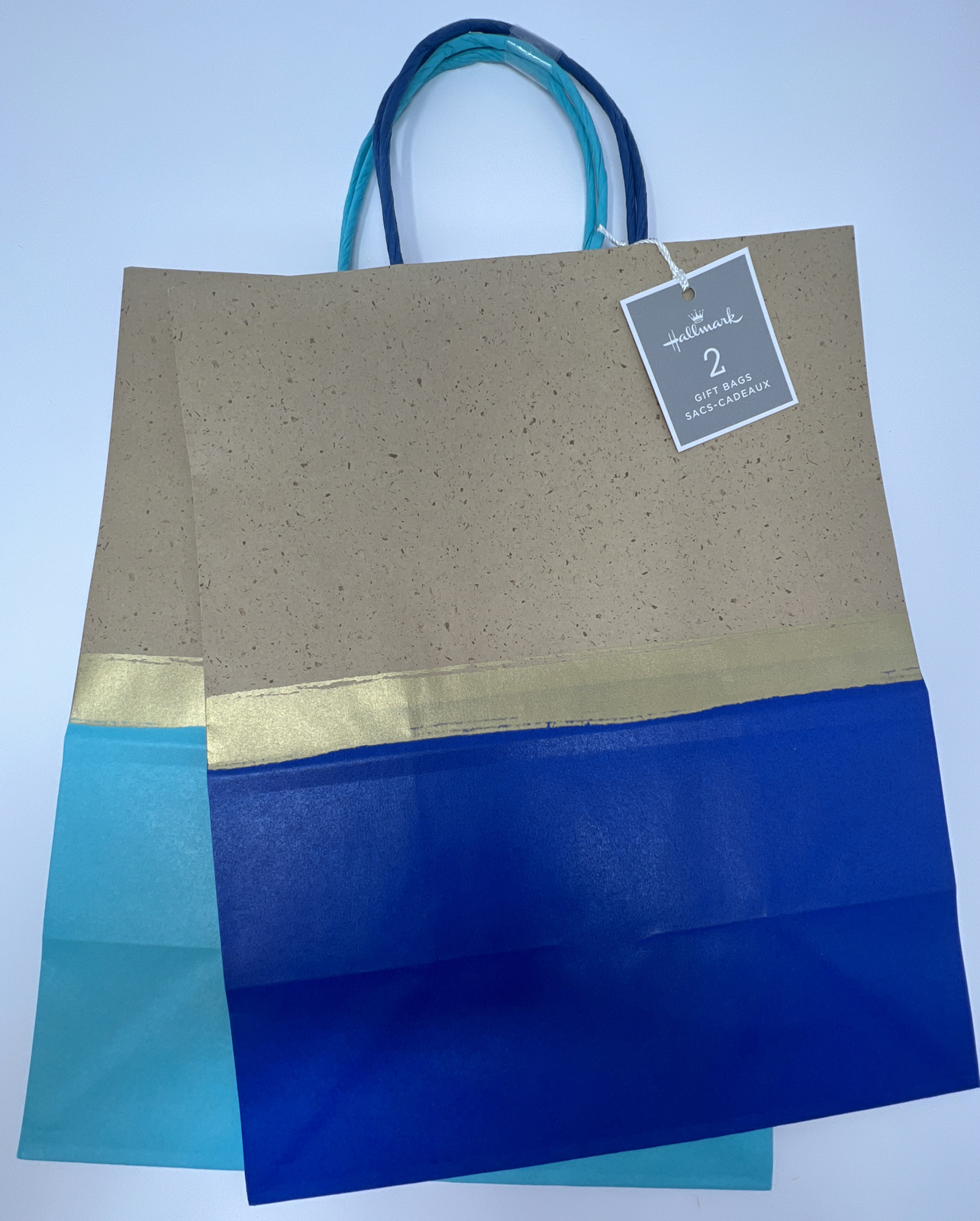 Hallmark Gift Bags Blue/Gold. Any Occasion Set of 2 Gift Bags 12.5” x