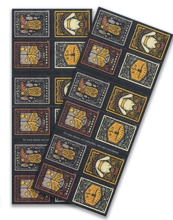 100 USPS Forever Stamps Western Wear Postage 5 Panels Of 20 Stamps