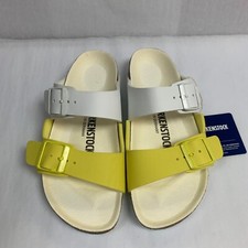 Birkenstock New w/o Box Arizona Split White/Lime Sour Birko Flor Nar Select Size