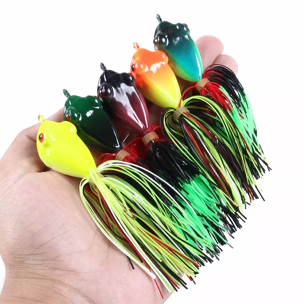 5pcs 10cm/9g Topwater Soft Frog with Skirt Floating Fishing Lures