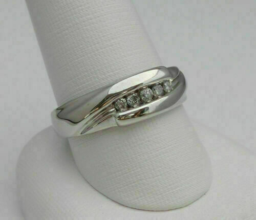 Men's 1.10CT Simulated Diamond Engagement Ring Band 14k White Gold Plated Silver