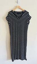 White House Black Market Easy T Shirt Dress Sz Large Black/White Midi Minimalist