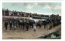 LIFEBOAT TO THE RESCUE, BLACKPOOL: Lancashire lifeboat postcard (C86908)