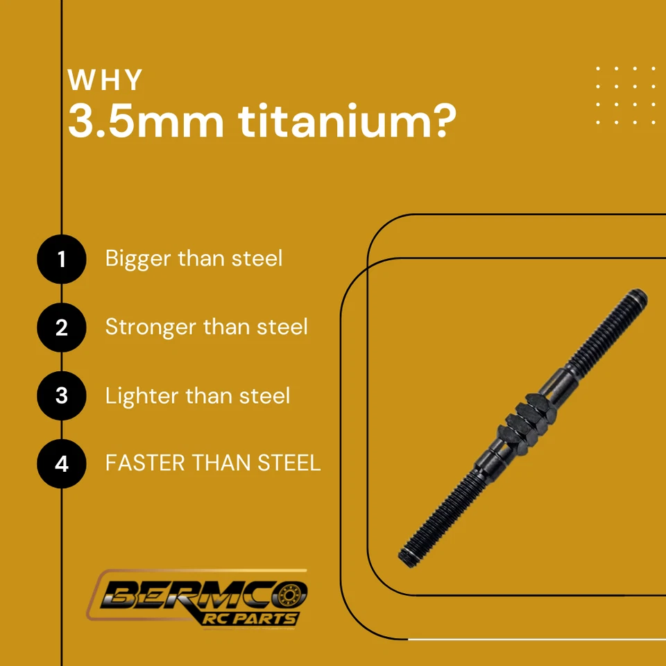 Bermco RC Parts BB Titanium Turnbuckle Kit 3.5mm Black LC Racing LC10B5 PTG-1 - Image 4 of 4