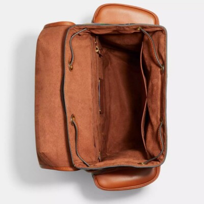 NWT COACH CA282 Hitch Backpack In Rainbow Signature Canvas Leather