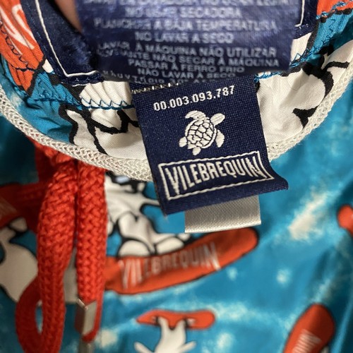 Vilebrequin men's teal blue/red surfing bunny print swim trunks sz XXXL - Picture 8 of 11