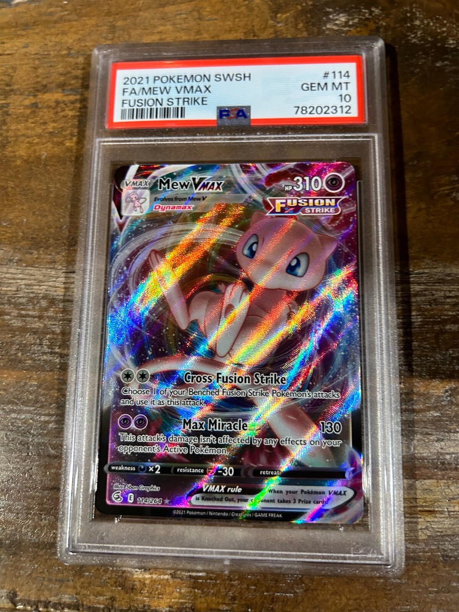 POKEMON 2021 Fusion Strike Full Art MEW Vmax #114 PSA 10 Gem