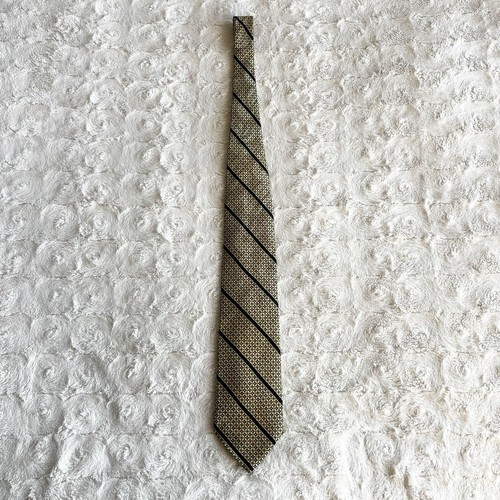 Brioni Necktie Mens Yellow Geometric Pattern Regimental Stripe 100% Silk Italy - Picture 3 of 9